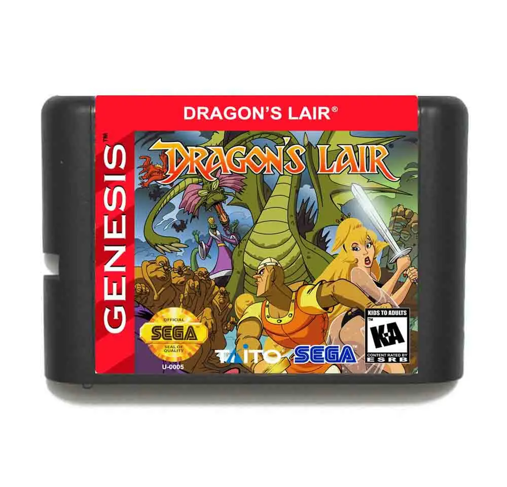 Карточка игровая Dragon Lair 16 bit MD с розничной коробкой для Sega Megadrive/Genesis|dragons lair|16 bitmd game