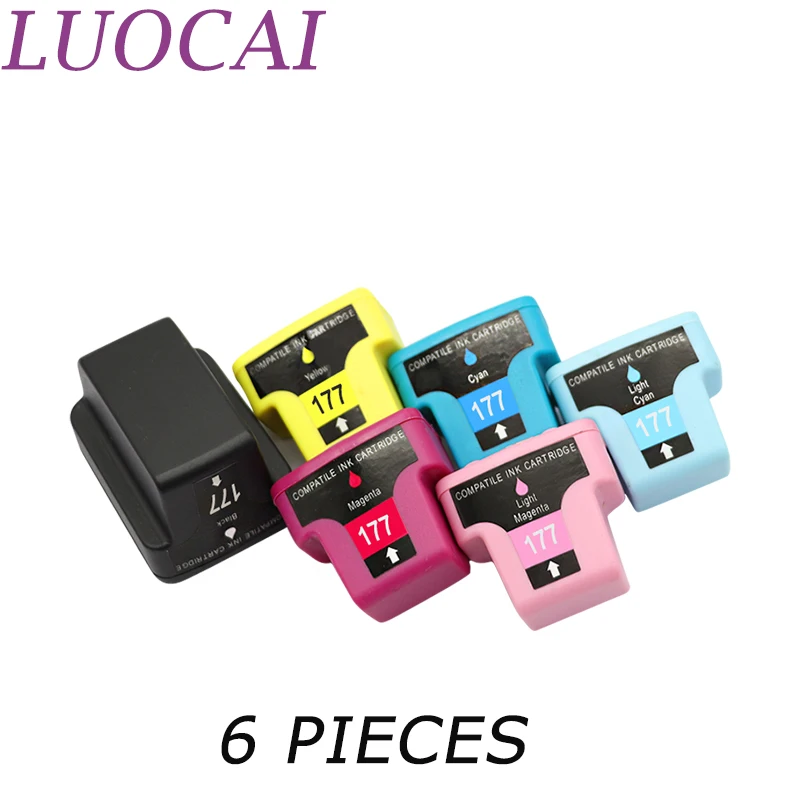 Новые совместимые чернильные картриджи LuoCai 6X для принтера HP 177 C5140 C5150 C5180 D7145 D7155