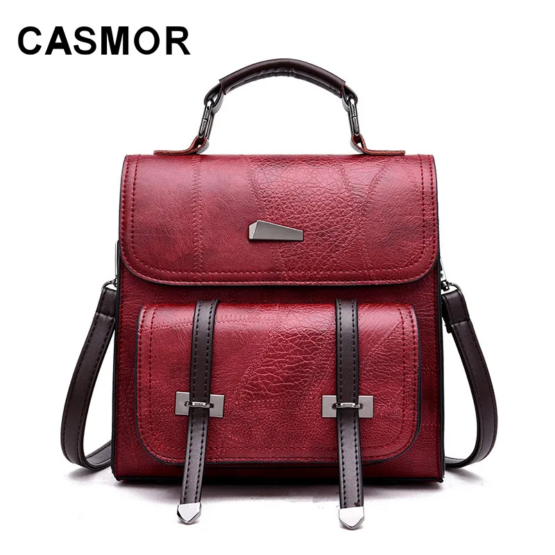 Винтажные женские рюкзаки CASMOR из искусственной кожи для девочек школьная сумка