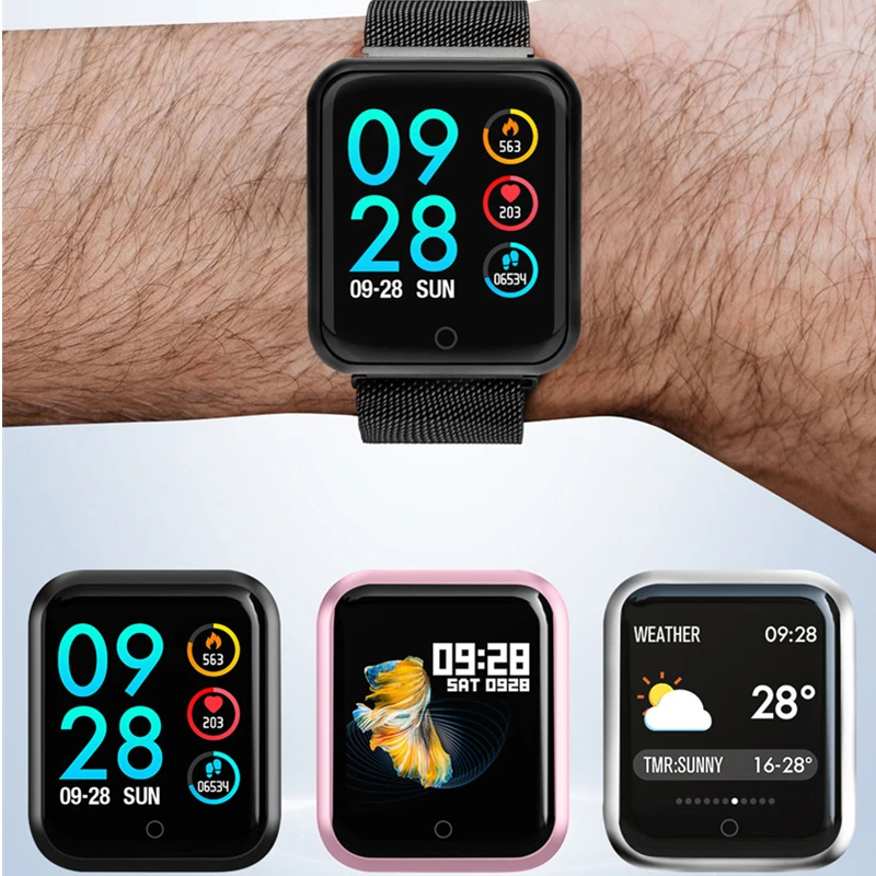 Bluetooth Smartwatch P68 Поддержка кровяного кислорода давления сердечного ритма IP68