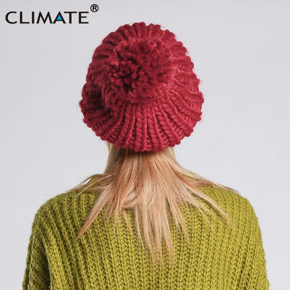 Модная женская Зимняя Теплая Шапка бини с помпоном от CLIMATE новая Женская Вязаная