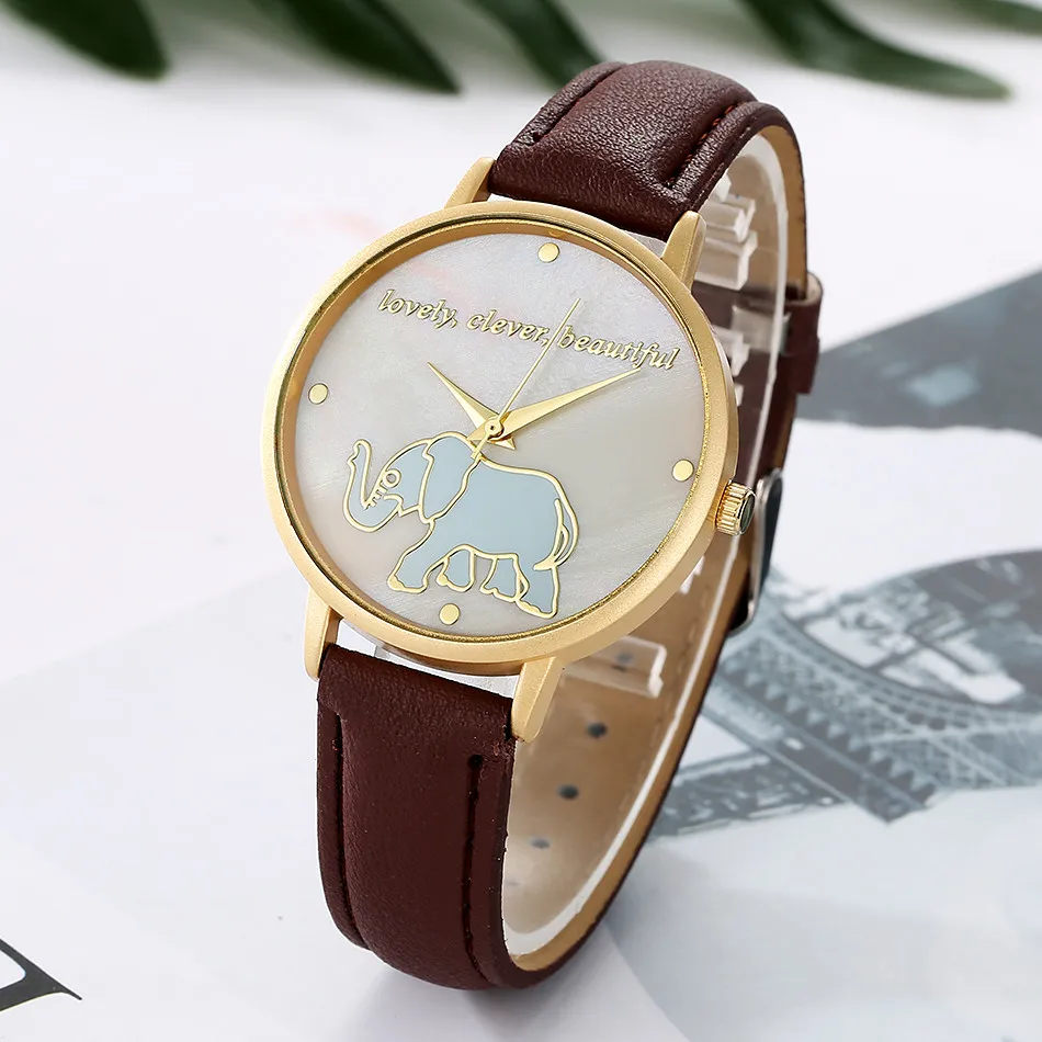 GAIETY новинка relogio feminino кожа зеленый слон ремешок женские часы аналоговые простые
