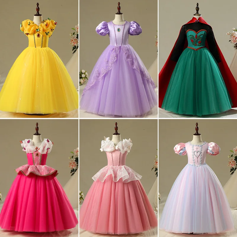 Elsa Anna Cinderella Belle Sofia The First Costumes Girls Dresses Ball Gown Snow White Halloween Christmas Kid Clothing Princess | Детская