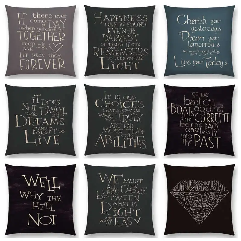 Hot Sale Decorative Letters Meaningful Short Sentences Proverb Gorgeous Words Interesting Cushion Cover Sofa Throw Pillow Case | Дом и сад