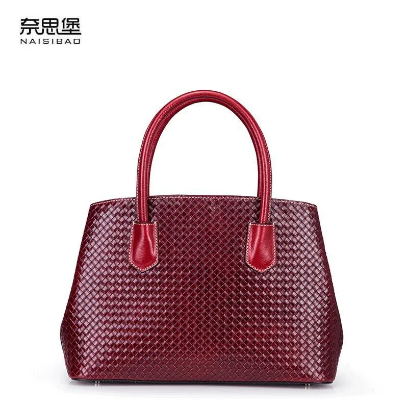 Nai SibaoLeather сумка женская 2018 новая убийца кожаная ретро тисненая плетеная на плечо