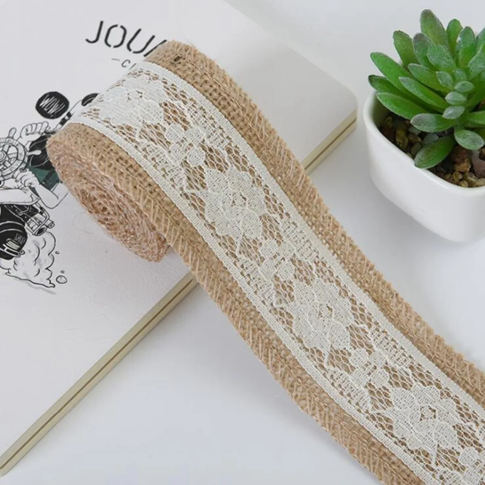 2 м DIY кружевной льняной рулон джутовые гессианские украшения деревенские