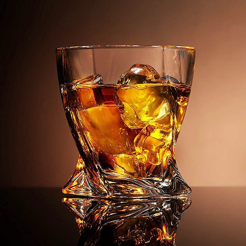 

2 pcs creative Lead-Free Glass Whiskey brandy Cup Twisted Cup Wine glass Drink Cup Beer Glass household drinkware free shipping