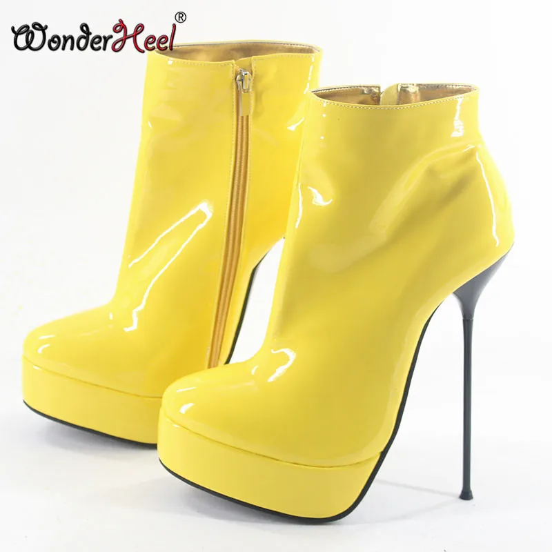 Wonderheel/новинка Ботильоны из лакированной кожи на очень высоком тонком каблуке 18