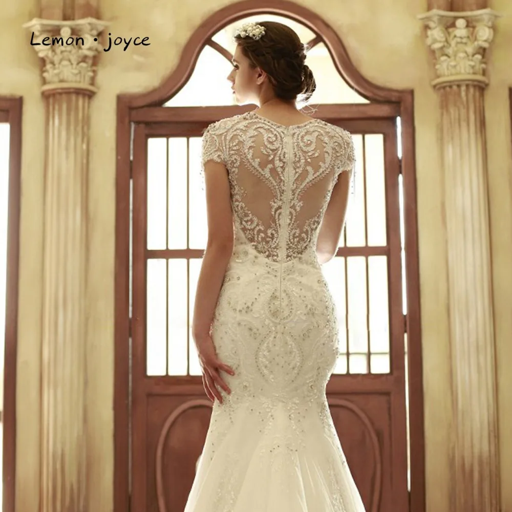 Женское свадебное платье Lemon joyce роскошное элегантное платье-Русалка с круглым