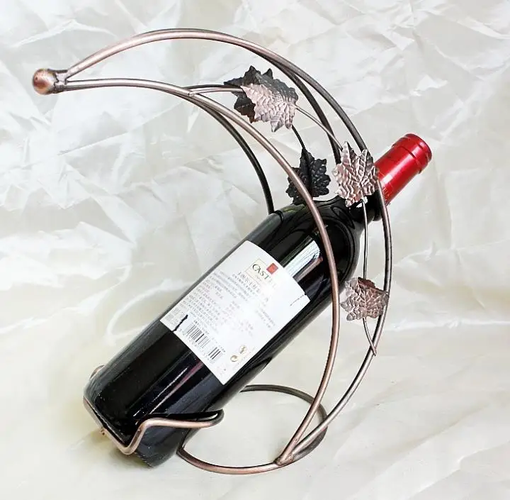 

Stable Iron Wire Maple Leaf Moon Boat Electroplated Wine Holders Rack Fashion Practical Kitchen Furniture Supplies 2pc/lot