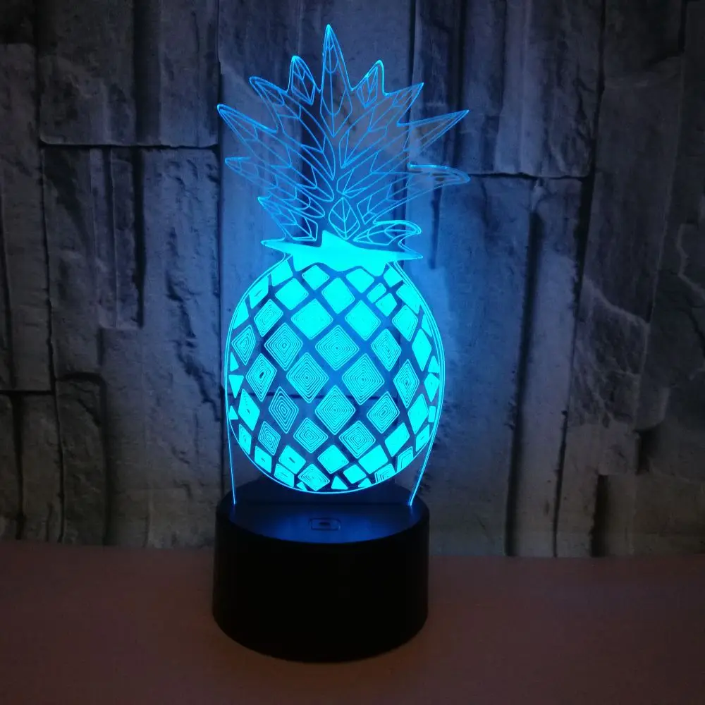 Ананас 3D Led ночник 7 цветов Изменение Usb настольная лампа Фрукты 3d для домашнего