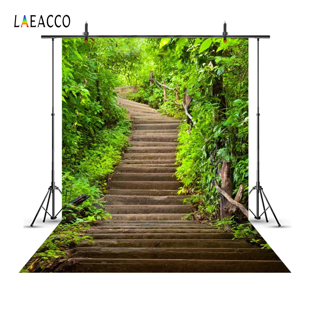 Laeacco весенние зеленые горные лестницы детский портрет сценические фотографии