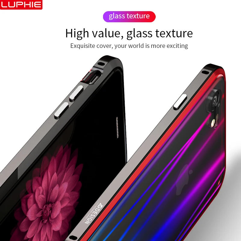 LUPHIE цветной лазерный чехол Aurora для iPhone X XS 8 7 Plus роскошные чехлы прозрачная