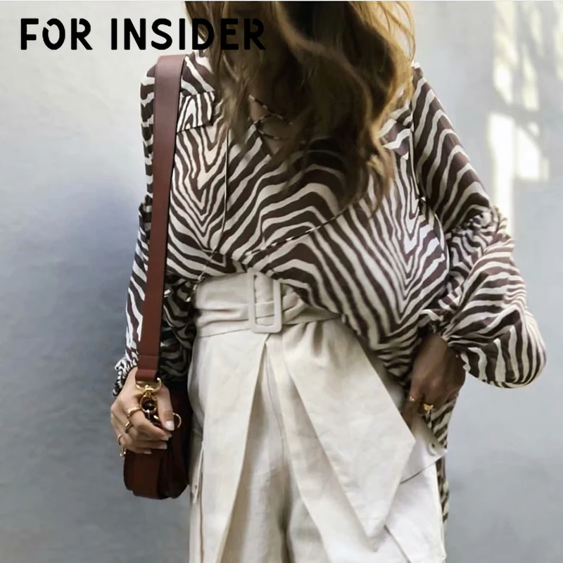 Элегантная блузка с v-образным вырезом и полосками зебры Топ длинным рукавом