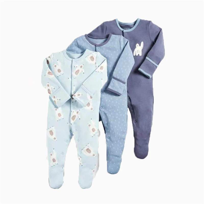 Baby Footie Pajamas with Button Closure 100% Cotton Girl/Boy Sleepwear 0-12 Months 3 Pack | Детская одежда и обувь