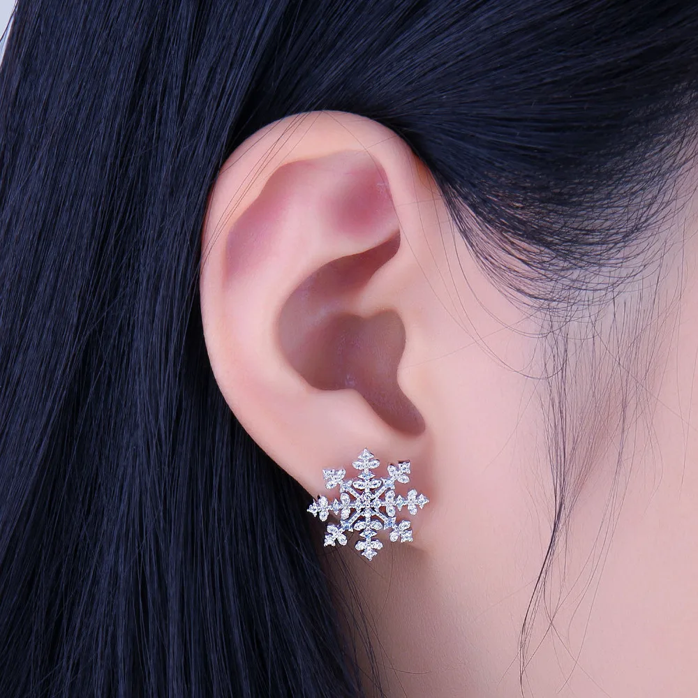 JewelryPalace серьги гвоздики в виде снежинок Для женщин 925 пробы серебро зима любовь