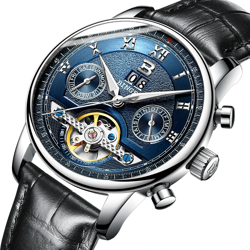 Швейцарские часы BINGER мужские люксового бренда Tourbillon многофункциональные