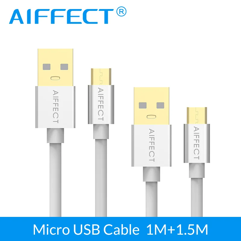 AIFFECT 2 шт. высокоскоростной Micro USB 2,0 кабель микро-СВЕТОДИОДНЫЙ модуль панели управления B для USB синхронизации данных кабель для зарядки шнур линии 3,3 фута и 5 футов - Цвет: Серебристый