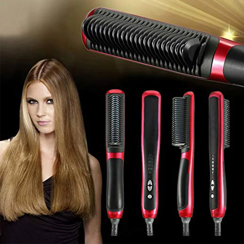 

Beautiful 3 in 1 Hair Straightening Comb Hair Brush Tourmaline Improving Hair HairdresserCeramic Negative Ions Hair Straightener