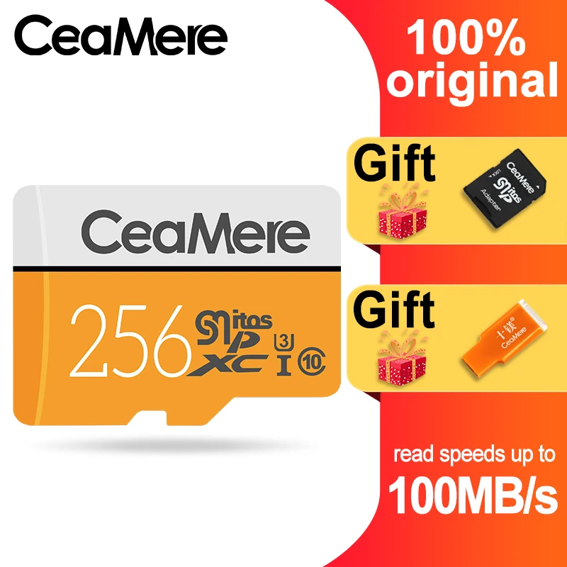 

CeaMere Micro SD Card 256GB/128GB/64GB UHS-3 32GB/16GB/8GB Class 10 UHS-1 4GB Memory Card Flash Memory Microsd Free Crad Reader
