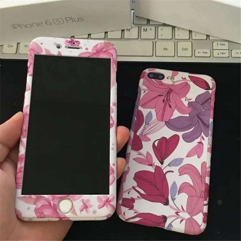 FTAIDKJ цветочный Твердый чехол для iPhone 6 6S 7 Plus 5 5S SE 360 градусов Полная защита чехлы
