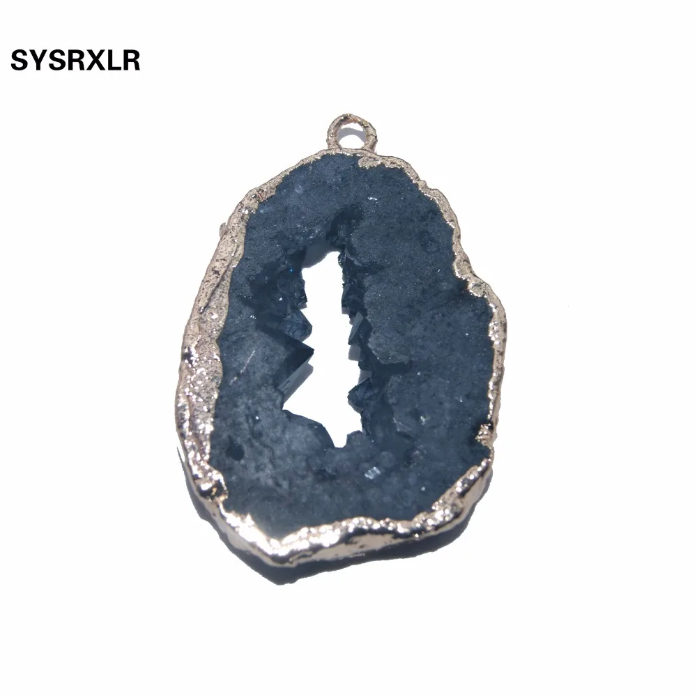 Оптовая продажа натуральный нерегулярные черный кристалл Друза Geode камень кулон