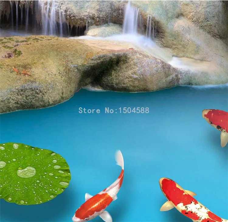 Пользовательские 3D полы обои китайский стиль пейзаж с водопадами фото фрески ПВХ водонепроницаемый самоклеющиеся наклейки для гостиной 3D