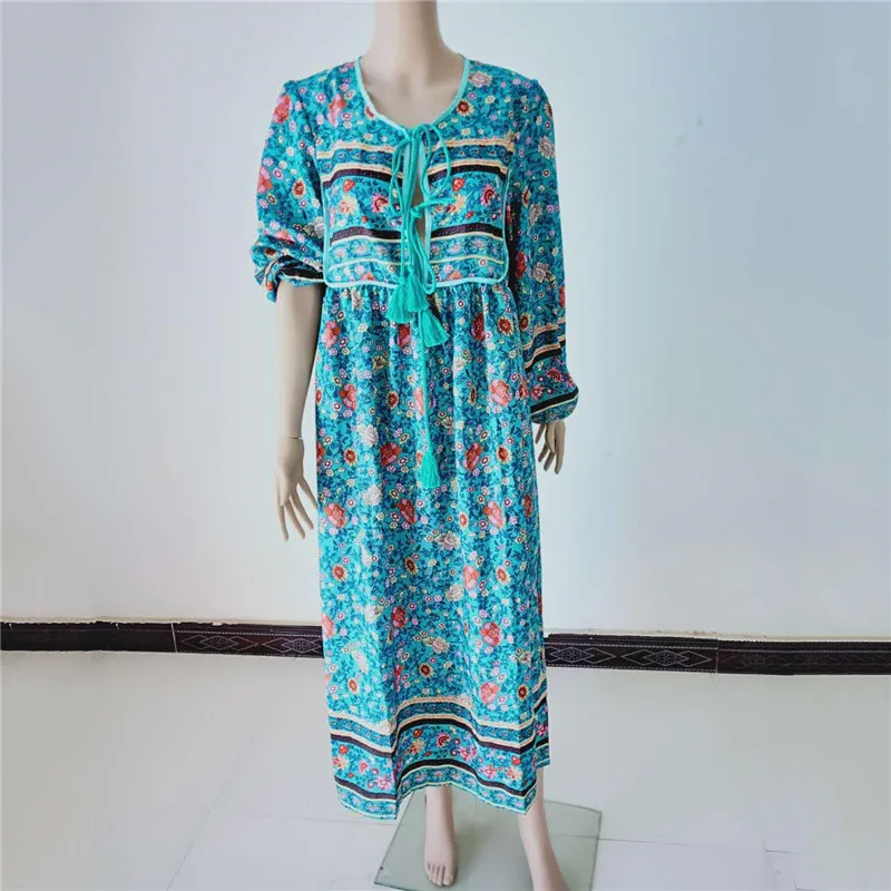 Spring Summer Fashion Lady Sexy Deep V-neck Half sleeve Split Dress Bohemian Printed Maxi plus size beach dress vestidos | Женская