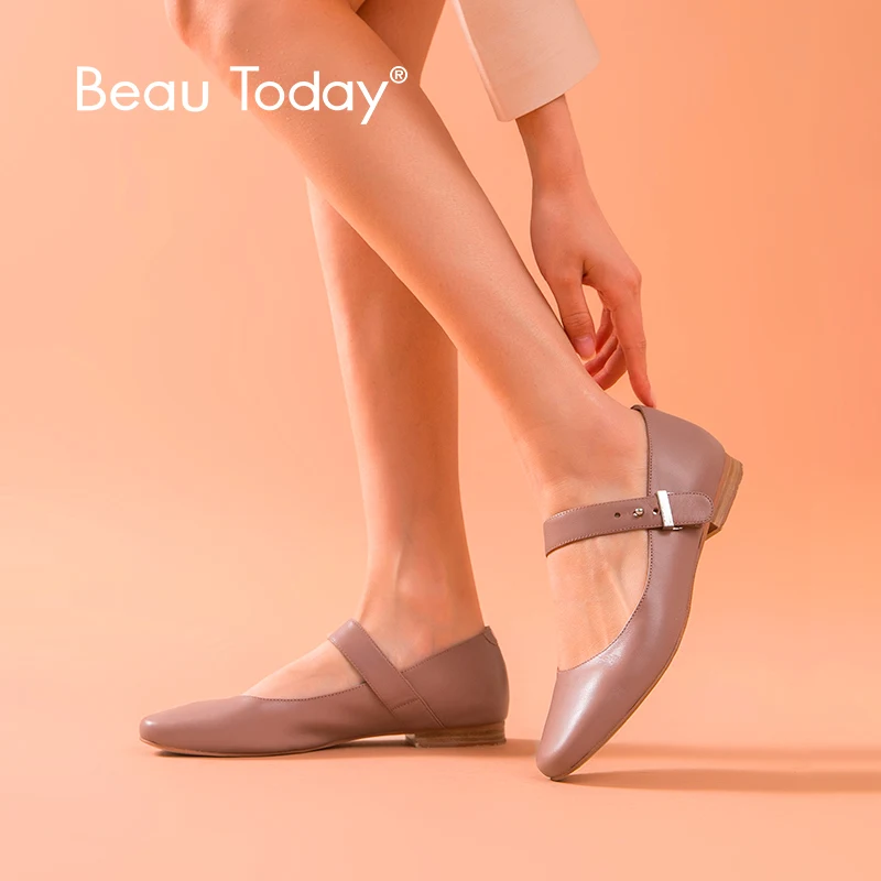 Женская обувь на плоской подошве BeauToday весенне Осенняя Mary Janes из натуральной кожи