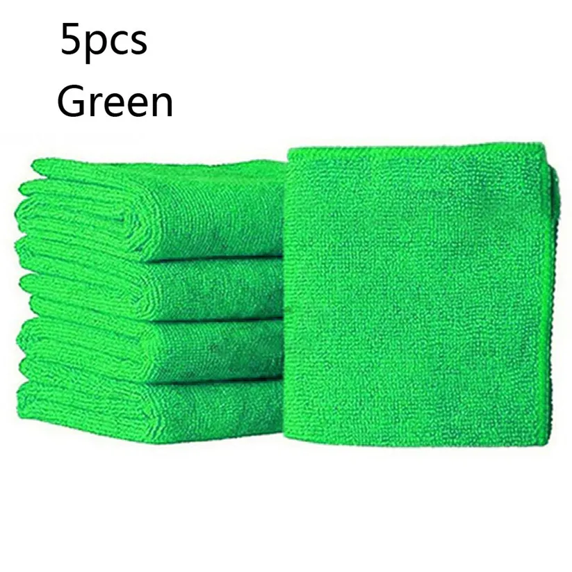 5pcs Green Car-styling rundong Clothes New Cloths Cleaning Duster Microfiber Car Wash Towel Auto Care Detailing td0822 dropship - Цвет: 5pcs Green
