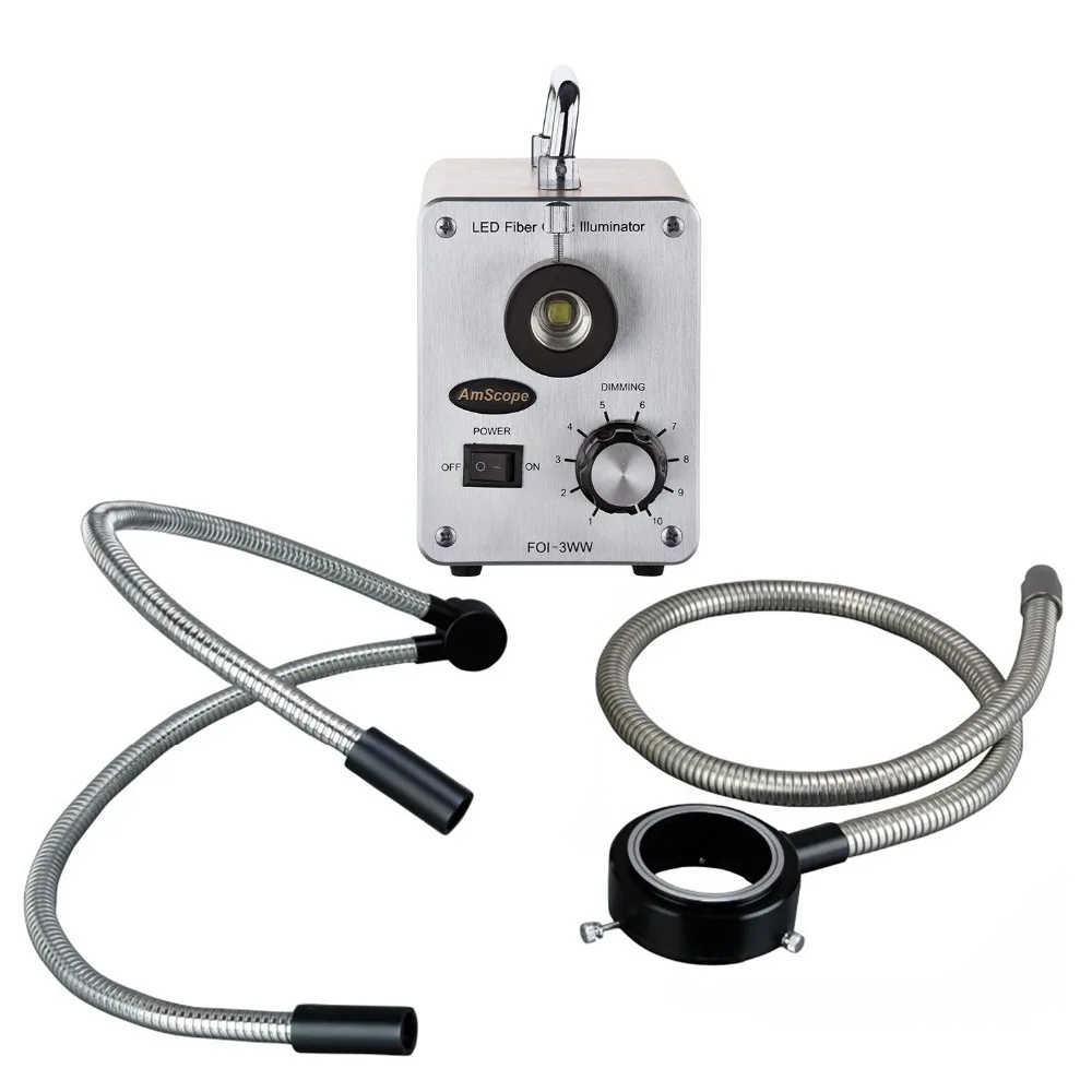 AmScope 50 Вт Светодиодная оптоволоконная фотовссветильник для микроскопа LED