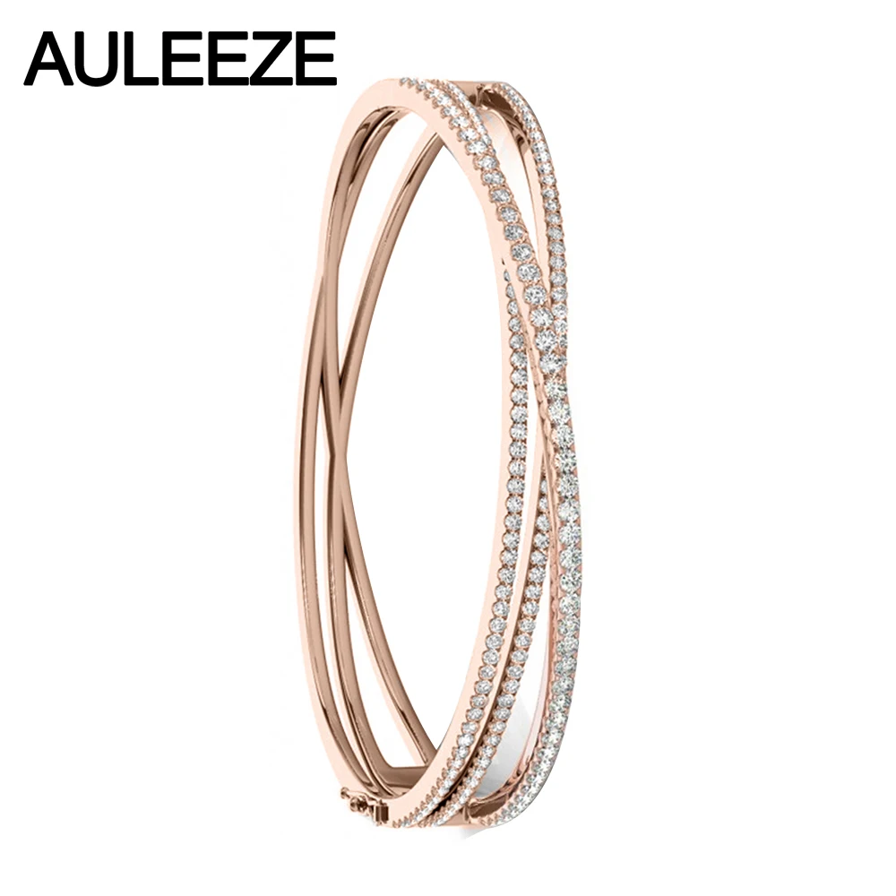 Женский обручальный браслет из розового золота 14 к с бриллиантами|bracelet bangle for