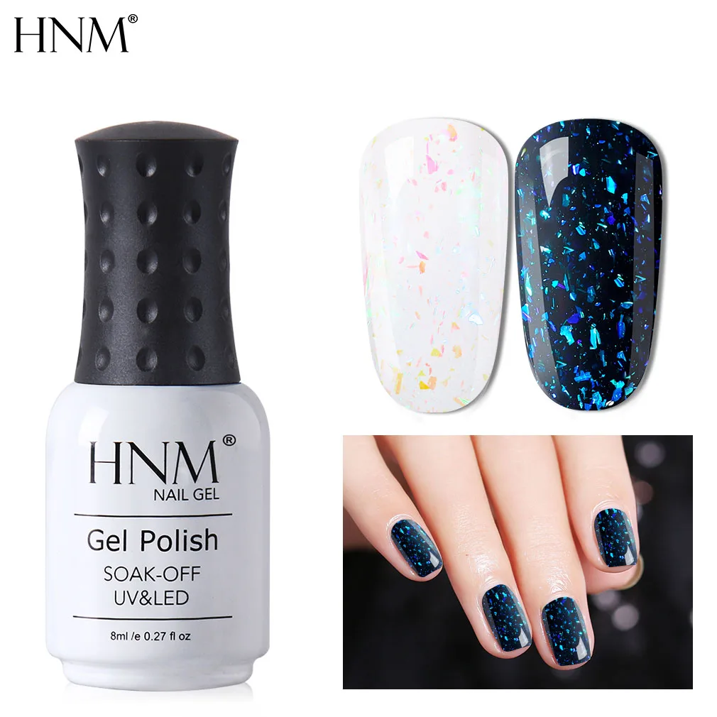 HNM Гель-лак для ногтей 8 мл Bling Хамелеон звёздный Гель-лак УФ светодиодный белый черный гель для ногтей штамповка краски геллак эмаль клей