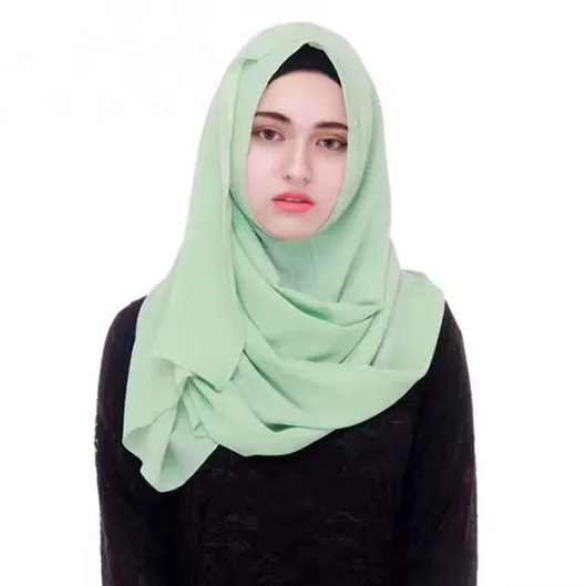 Последние толстый пузырь шифон мгновенный хиджаб платок шарф мусульманский