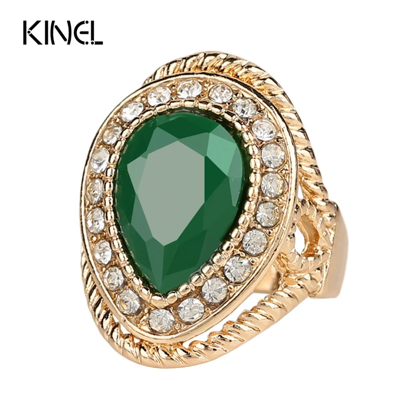 Новинка 2015 модное обручальное кольцо золотого цвета с зеленым камнем подарок