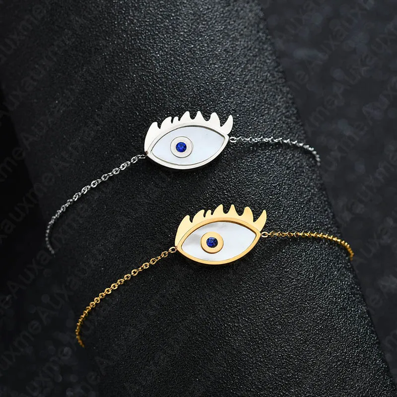 12 Auxauxme простой стиль из нержавеющей стали браслет цепочка Злой Глаз кокосовое дерево камера Фламинго Шарм Браслет Модные женские ювелирные изделия - Окраска металла: 12