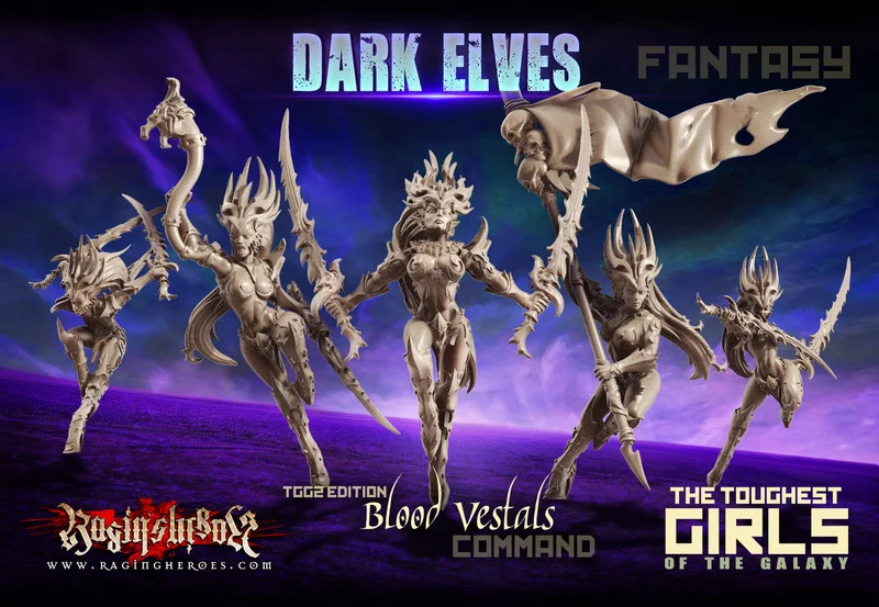 [Loong Way Miniatures] Raging Heroes Blood Vestals Command Group 35 мм миниатюрная смола|Аксессуары для