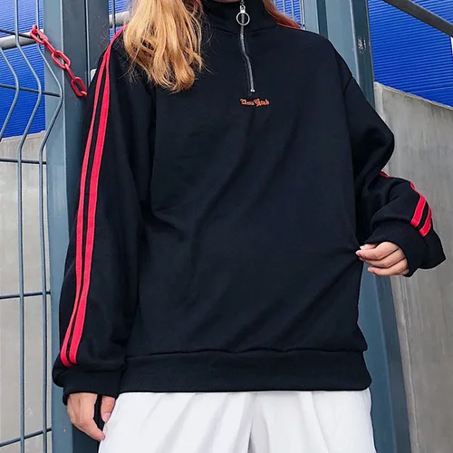 

Hot 2020 Harajuku Women clothes Casual Long Sleeve Sweatshirt Pullover Tops Casual Loose Streetwerar Black Coat Plus size 2XL