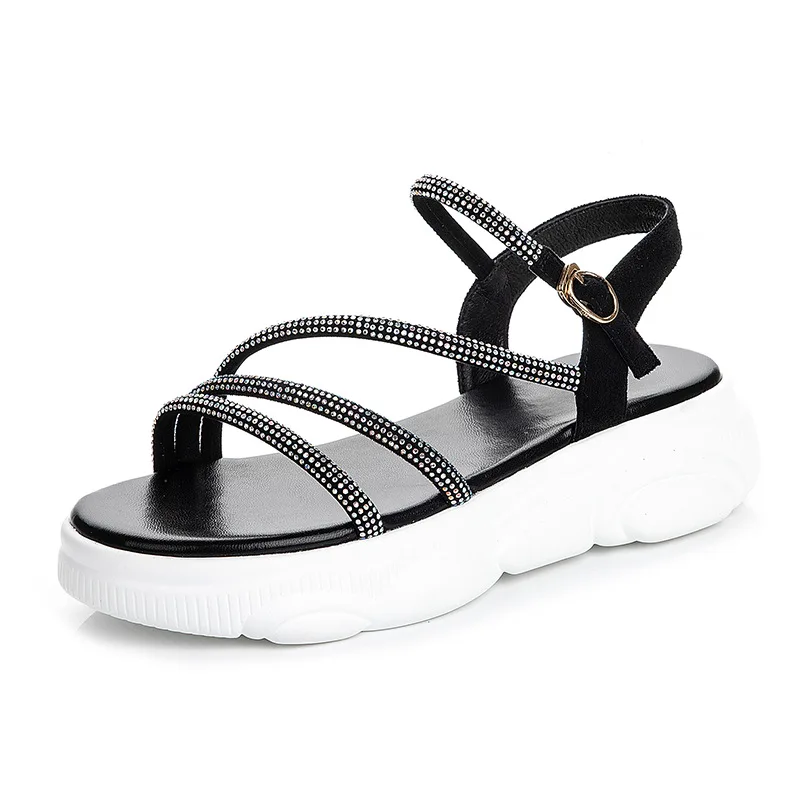 Женские Простые однотонные сандалии на толстой подошве удобные повседневные с