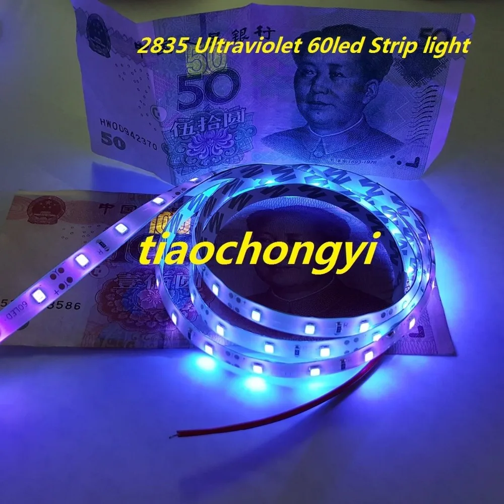 1 м DC12V 2835 395 405nm Ультрафиолетовый водонепроницаемый 60led лента черная светильник|tape