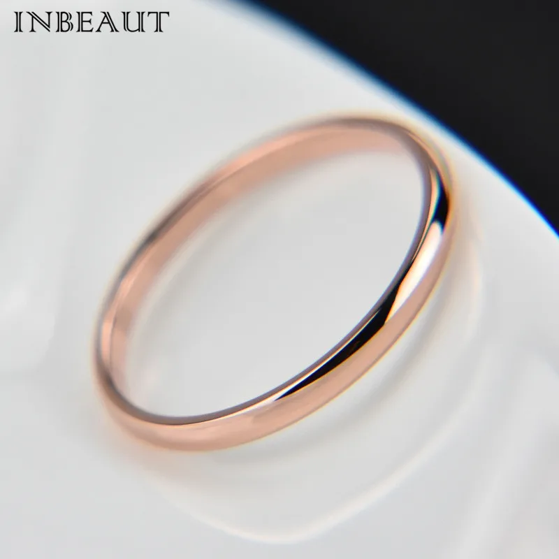 INBEAUT Классическая титановая сталь Розовое и белое золото Цвет свадебное кольцо