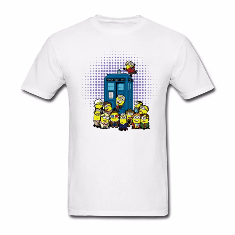 2018 T-Shirt Men's Doctor Who Minions in Time and Space Cotton Round Neck High Quality Shirt Summer Camisetas | Мужская одежда