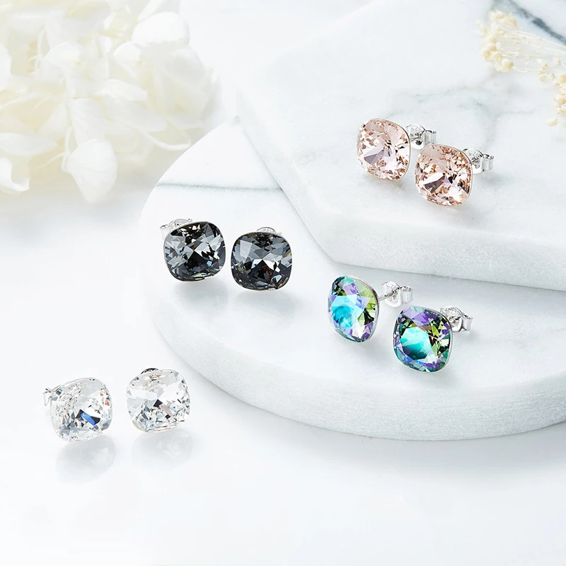 Модные серьги гвоздики с кристаллами Swarovski 925|Серьги-гвоздики| |