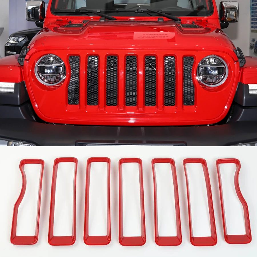 Fit For Jeep Wrangler JL 2018+ Car Front Grill Grille Cover Trim Frame Ring Styling Exterior Accessories Stickers ABS 7Pcs/set | Автомобили