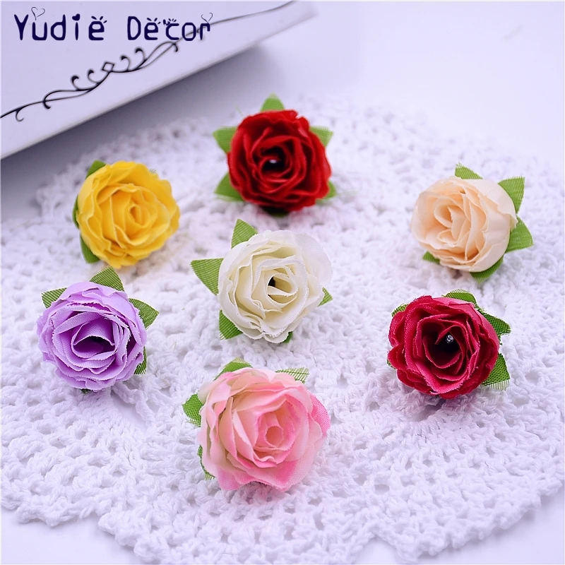 Мини шляпа шелковая искусственная Роза 20 шт.|artificial rose flower|flowers forflower for wedding |