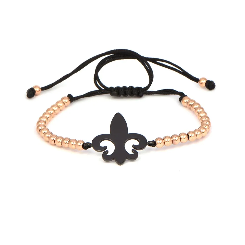 Элитный бренд Fleur De Lis Плетенный макраме браслет CZ Бусины Якорь Браслеты из