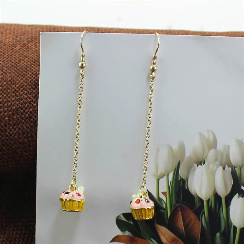 XQ цвет эмалированный торт длинные серьги-цепочки для женщин аксессуары Оптовая