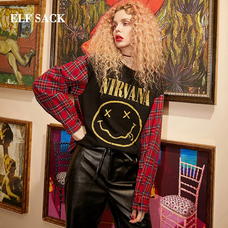 ELFSACK стильные женские рубашки хлопковая одежда с обеих сторон v образным вырезом