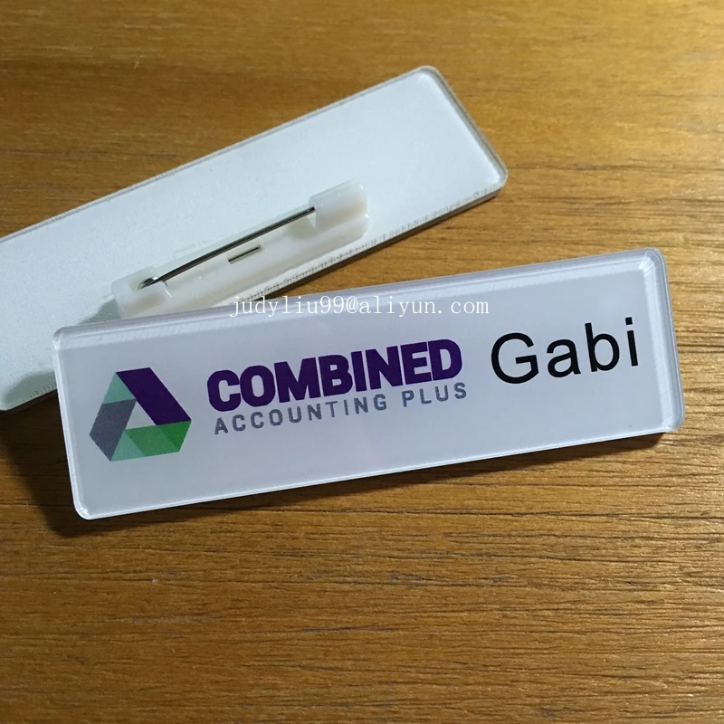 40pcs Custom Personalied Name Badge Acrylic Plastic Logo Print Tag id badge holder with pin | Канцтовары для офиса и дома