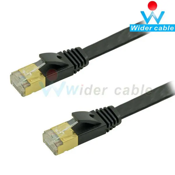 

Высокая производительность 7 футов плоский экран Cat7 Ethernet кабель полностью медный Золотой Plat Cat7 сетевой кабель черный цвет